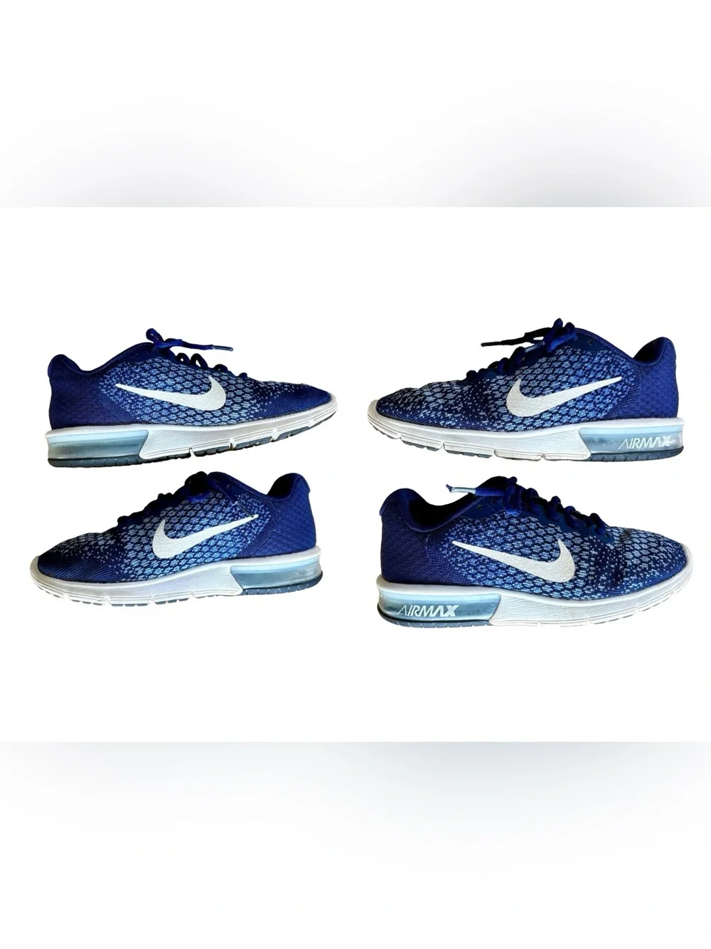 NIKE AIR MAX SEQUENT 2 Running Shoe Blue White Knit Casual 852465-401 WMNS 8.5 - Picture 6 of 16